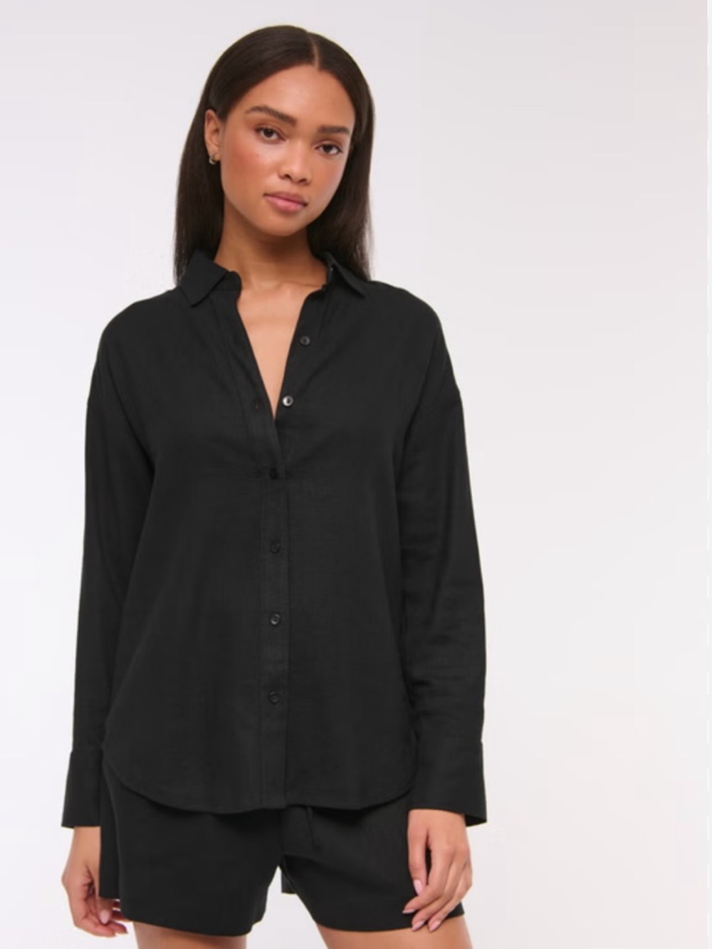 Abercrombie & Fitch Linen Relaxed Button-Front Shirt